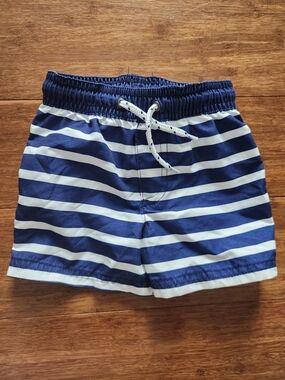 Carter's Navy and White Striped Kids Swim Trunks, 12 Months